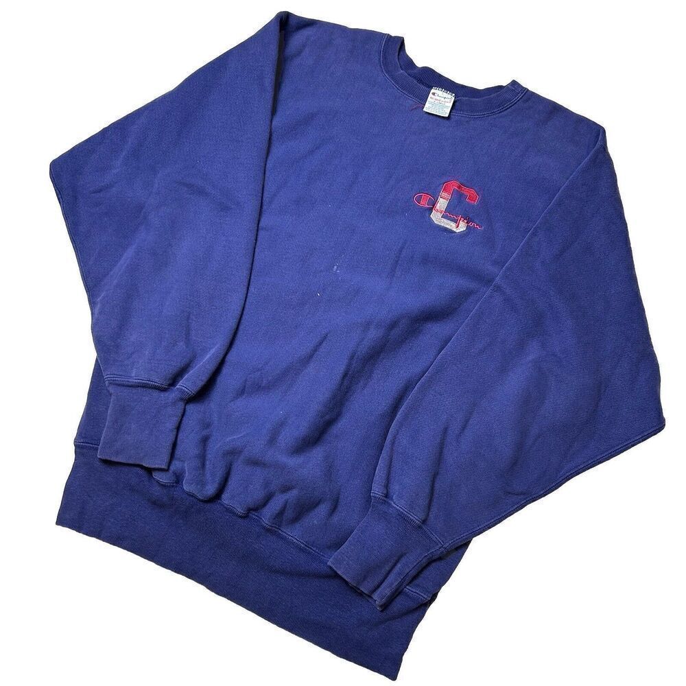 90s Vintage Champion Reverse Weave Sweatshirt Men’s XL Blue Script Spell Out